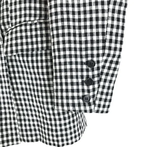 Reformation Rae Gingham Check Double Breasted Blazer Women's Small Linen Career